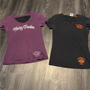 Harley-Davidson Purple and Black Short Sleeve Tees